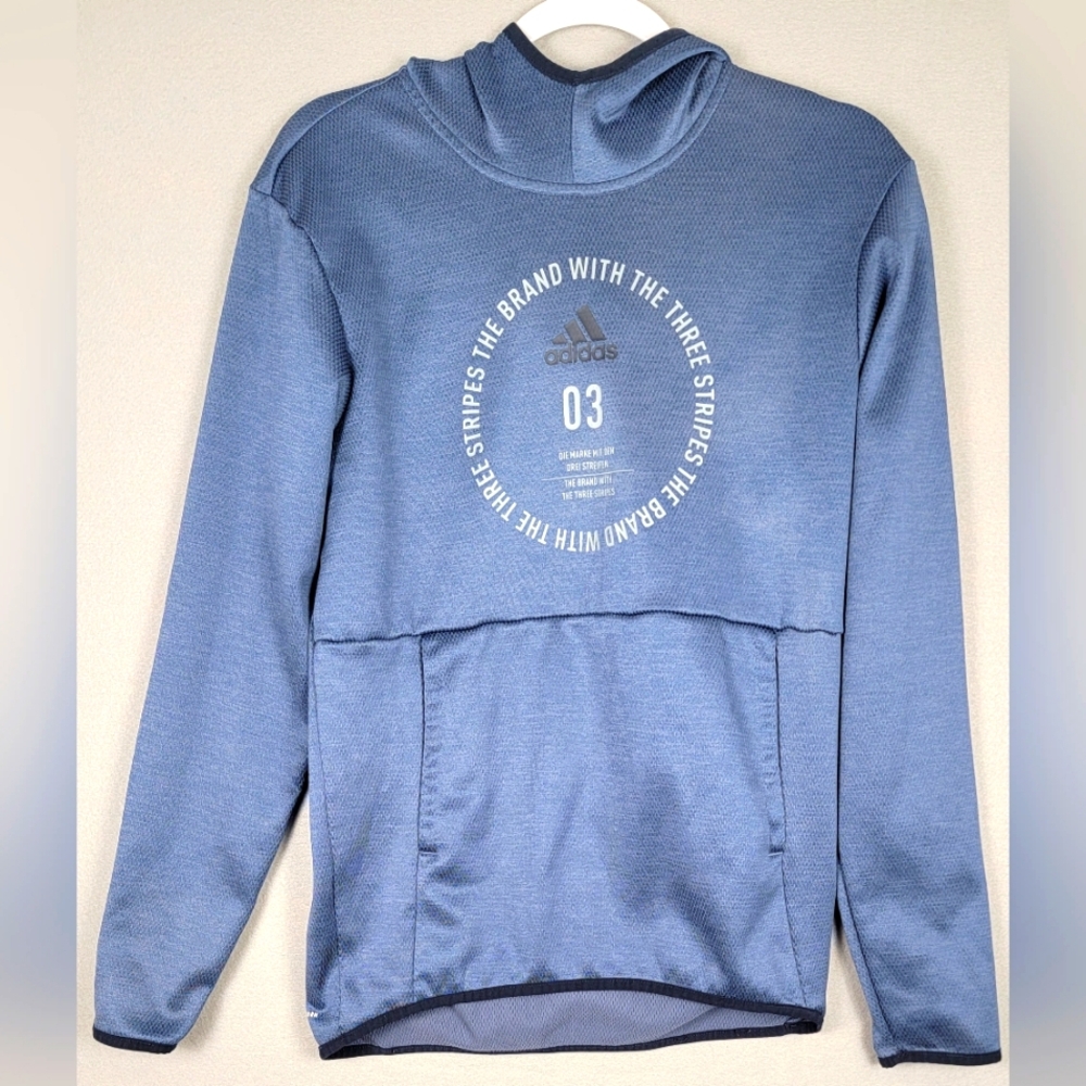 Adidas‎ Pullover Hoodie Men Small Blue 03 The Brand with Three Stripes Climawarm